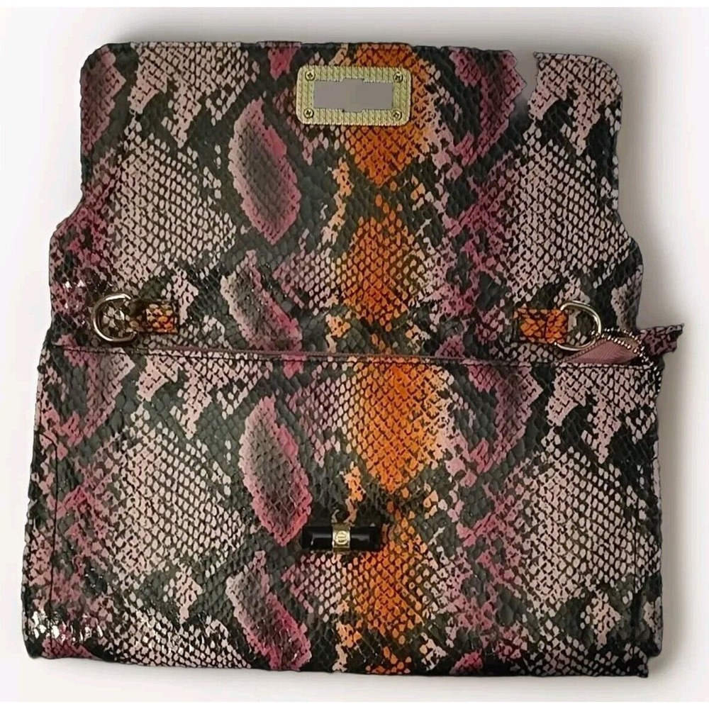 Big Buddha Faux Snake Skin Clutch/Purse  Gold Pink Black Orange - Picture 6 of 10